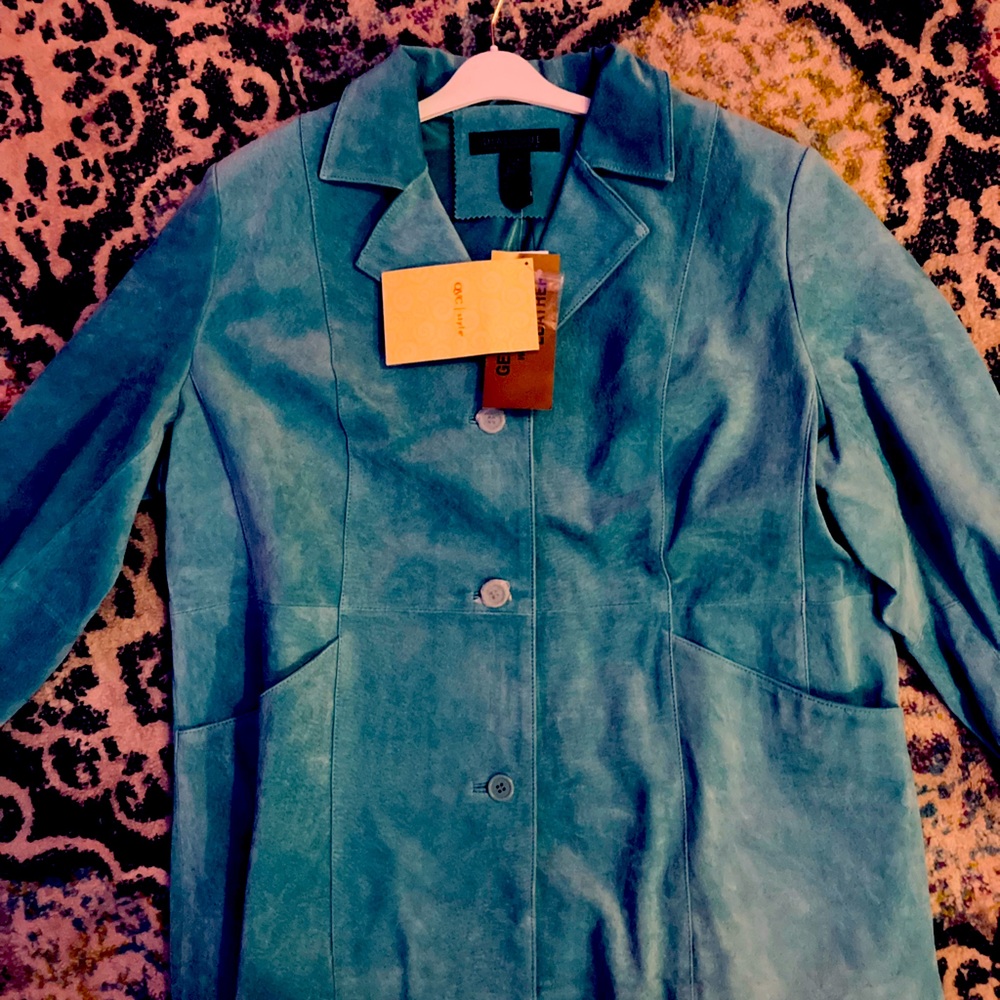 New teal dialogue leather 1x jacket